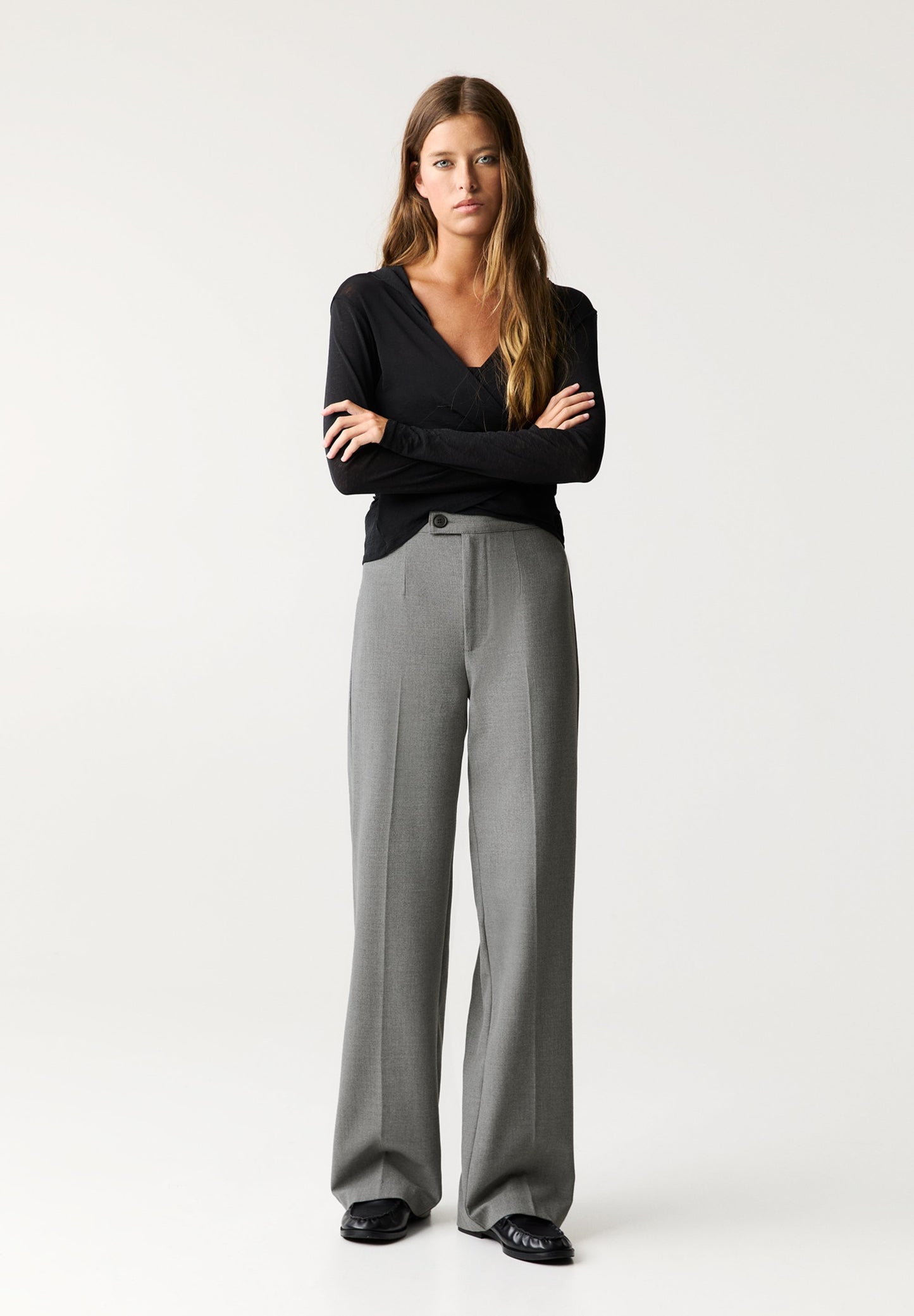 PULL & BEAR STRAIGHT-LEG DARTED -SMART - Trousers - Grey