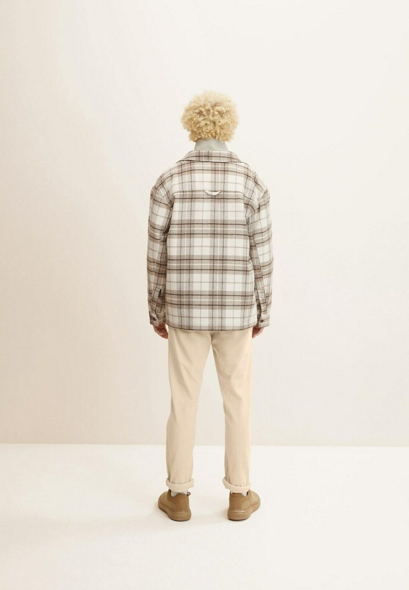 TOM TAILOR Denim Kurzmantel - Off White Beige Big Cosy Check