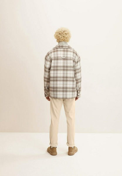 TOM TAILOR Denim Kurzmantel - Off White Beige Big Cosy Check