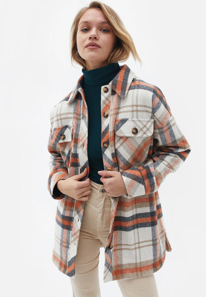  OVERSIZE - Leichte Jacke - Peach Amber Check