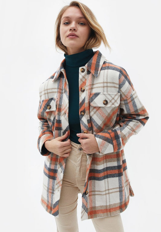  OVERSIZE - Leichte Jacke - Peach Amber Check