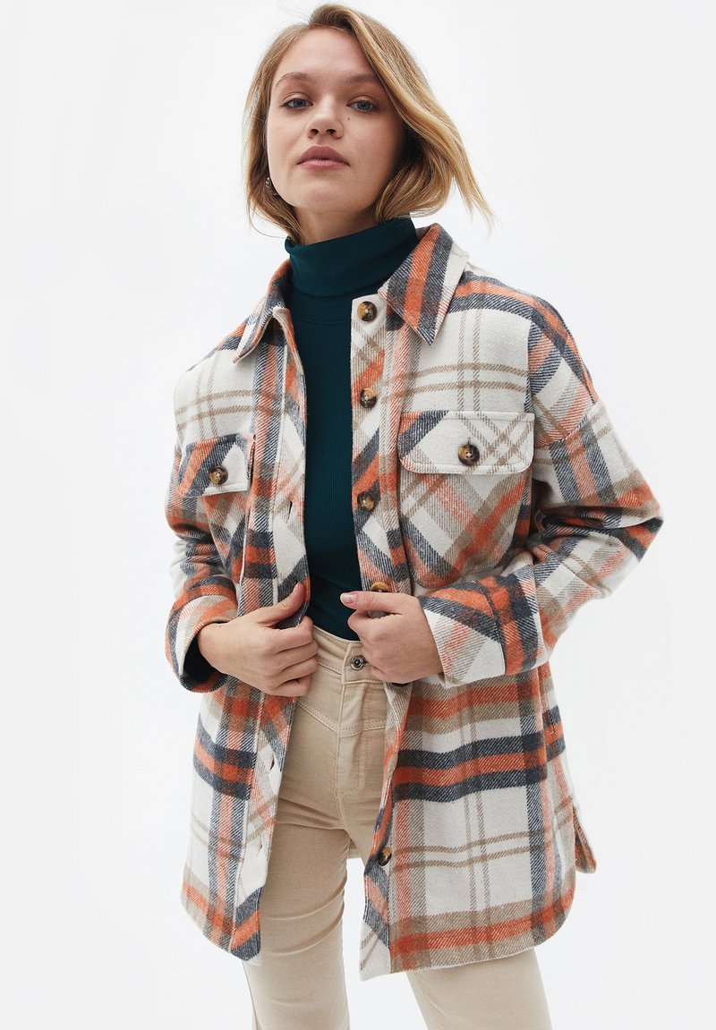  OVERSIZE - Leichte Jacke - Peach Amber Check