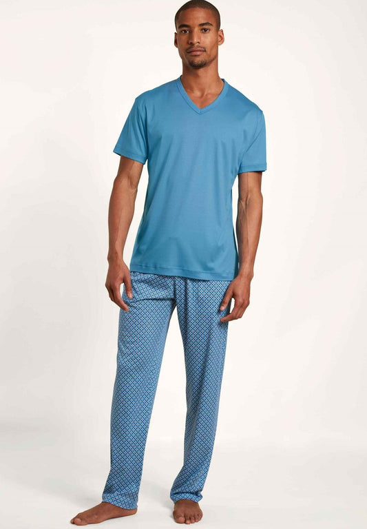 Calida KURZARM V NECK - Nachtwäsche Shirt - Azurit Blue