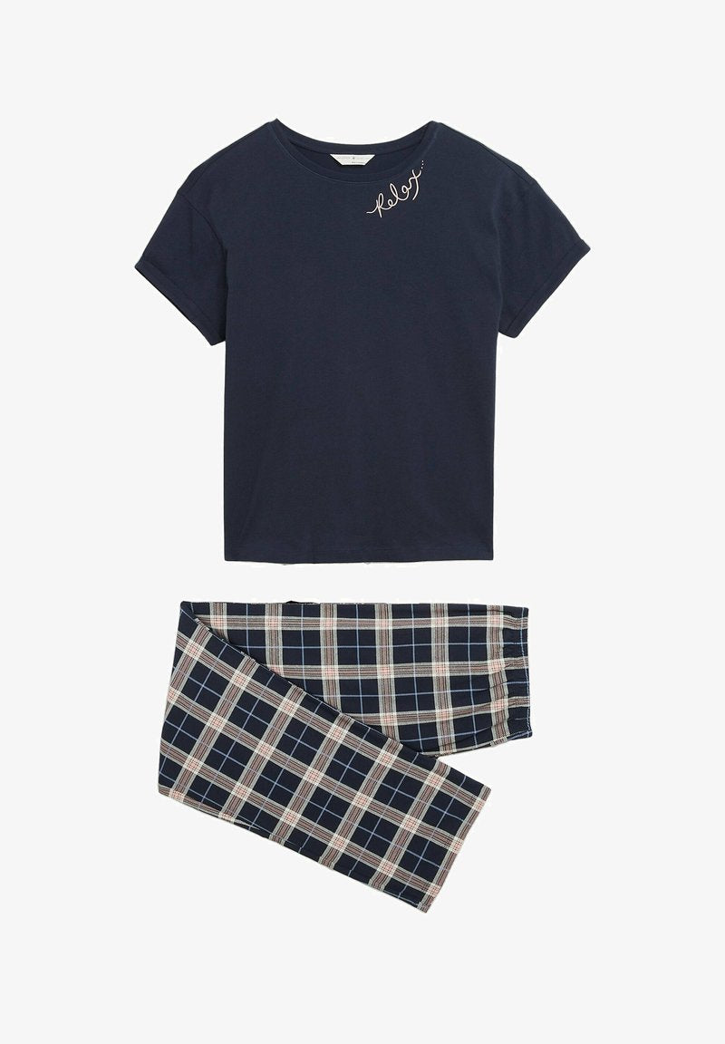 Marks & Spencer CHECKED PYJAMA - Nachtwäsche Set - Navy Mix