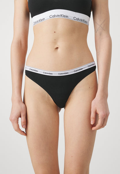 CALVIN KLEIN UNDERWEAR THONG LOGO ICON 3 PACK - Thong - Schwarz/grau