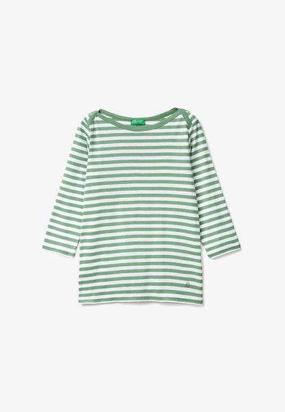 United Colors Of Benetton SLIM FIT IN STRIPED WITH SHORT SLEEVE - Langarmshirt - Mustard