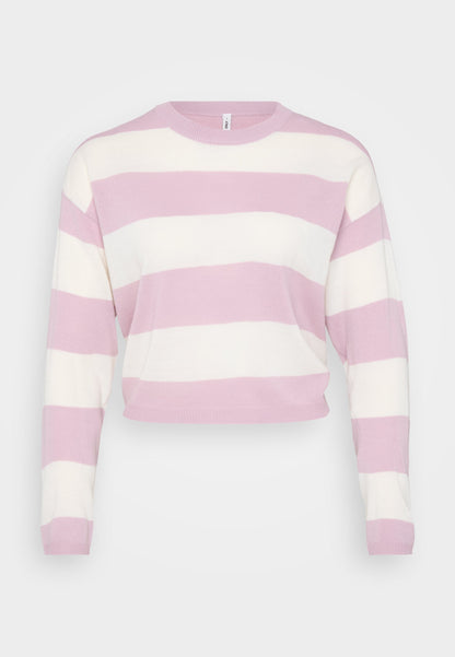 ONLY Petite ONLDERRY STRIPE O NECK - Jumper - Wild Rose/cloud Dancer