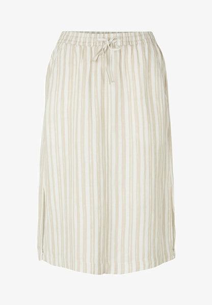 Tom Tailor MIT LEINEN - A-Linien-Rock - Beige Drawn Vertical Stripe