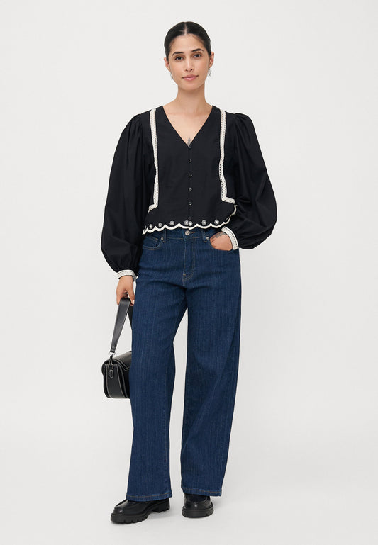 ONLY Petite ONLOYA LIFE BUTTON - Blouse - Black/cloud Dancer