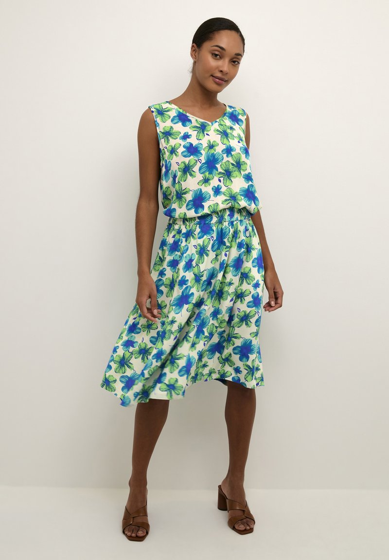 Kaffe MELINA - A-Linien-Rock - Green And Blue Digital Flower