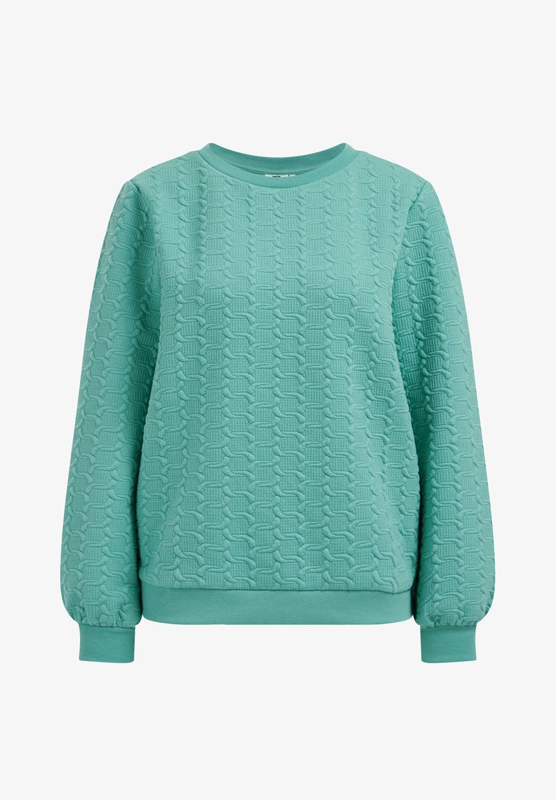 WE FASHION MET STRUCTUUR - Sweatshirt - Green