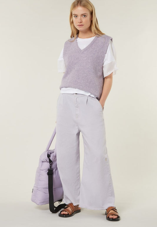  CONTRAST STITCH CULOTTE - Flared Jeans - Light Lilac