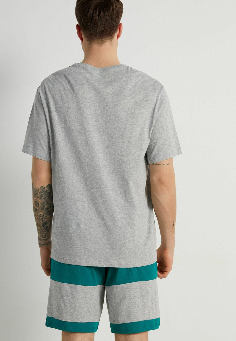  STAMPA DOWNTOWN SET - Nachtwäsche Set - V Light Grey Blend Emerald Green