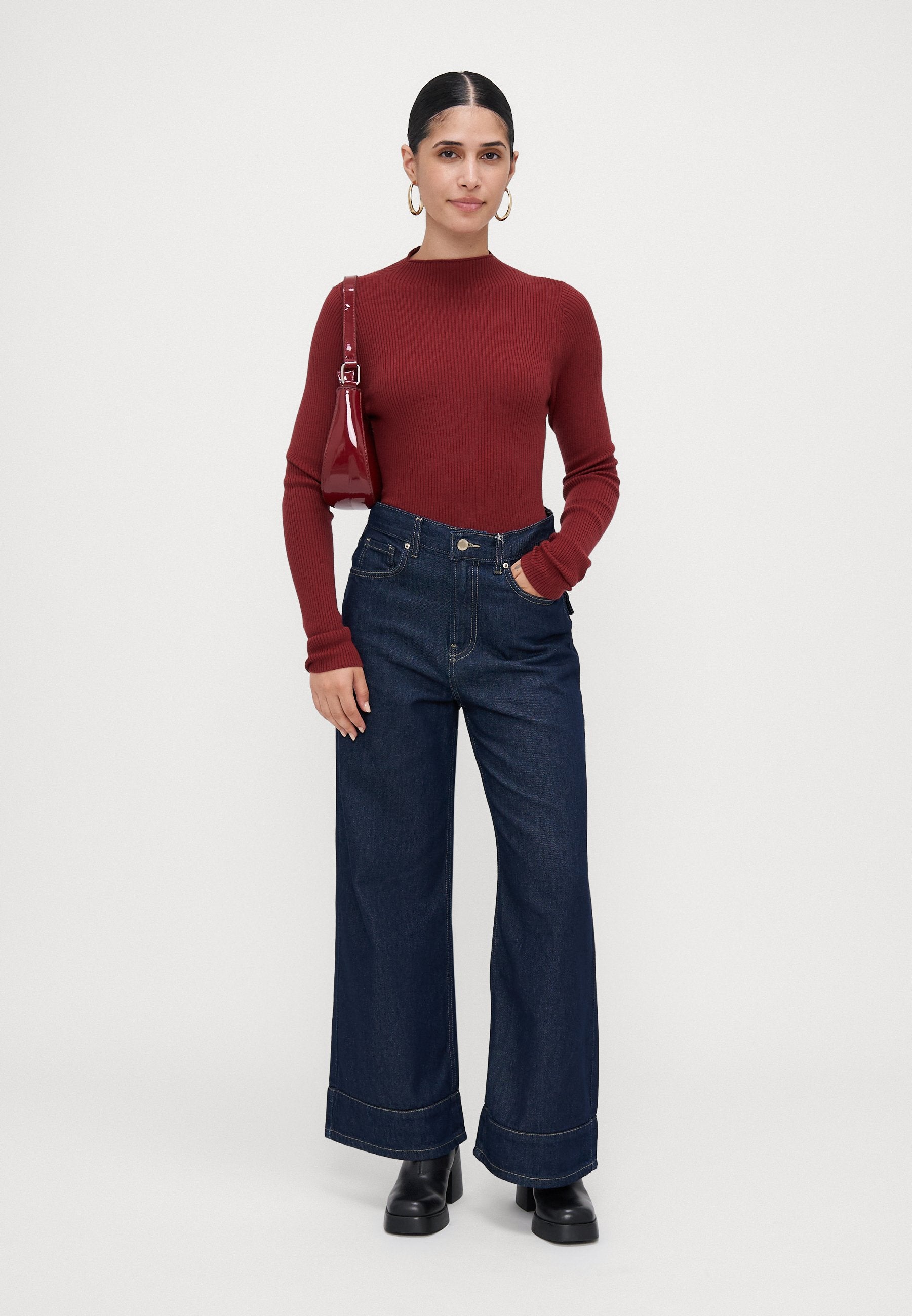 ONLY Petite ONLLINEA DIA - Wide Leg - Dark Blue Denim
