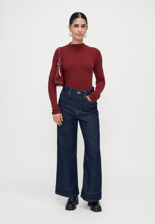 ONLY Petite ONLLINEA DIA - Wide Leg - Dark Blue Denim