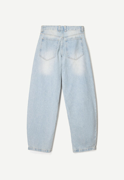 BERSHKA BALLOON - BAGGY - Relaxed Fit Jeans - Light Blue Denim