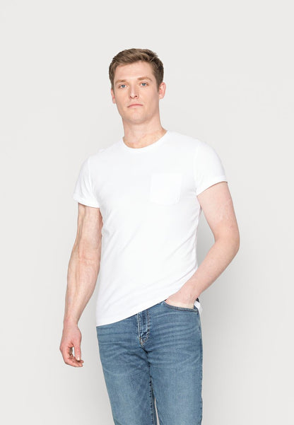 TOM TAILOR Denim WITH POCKET AND TURNUP - T-Shirt Basic - White