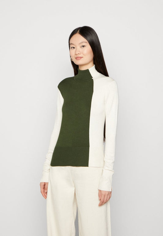 JJXX AVA SOFT BLOCKING ROLL NECK - Strickpullover - Bone White