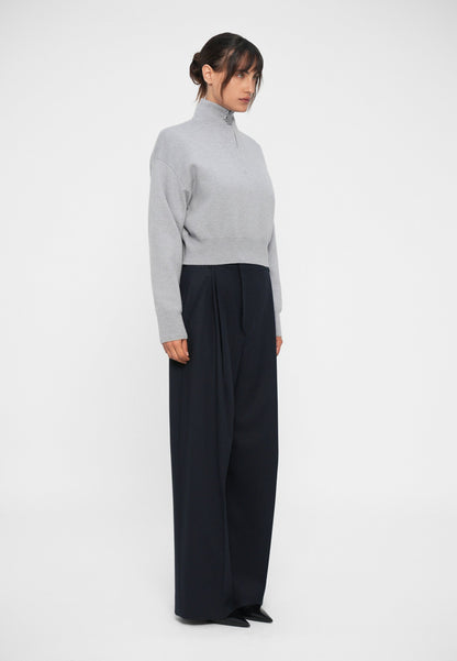 Victoria Beckham NTERLOCK HALF ZIP - Jumper - Grey Melange