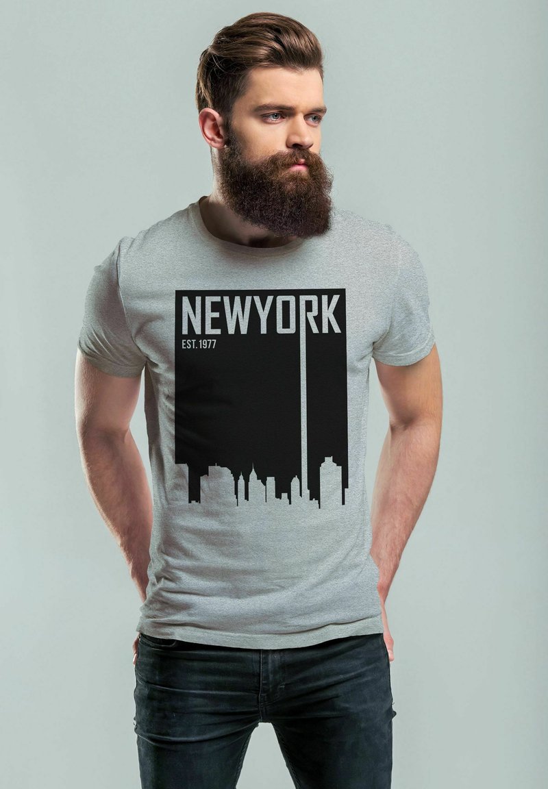  NEW YORK SKYLINE AUFDRUCK - T-Shirt Print - Grau