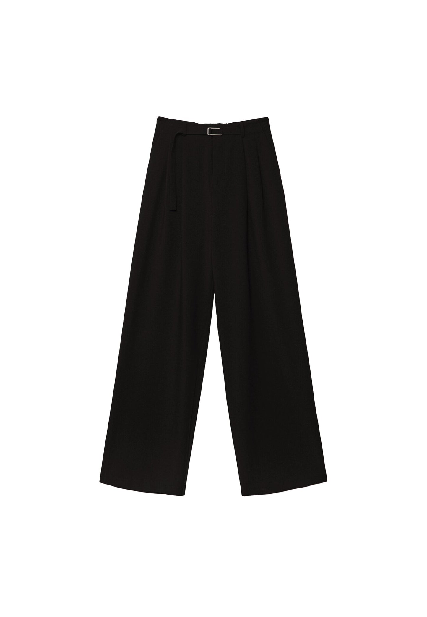 Stradivarius WIDE-LEG WITH BUCKLE DETAIL - Trousers - Black