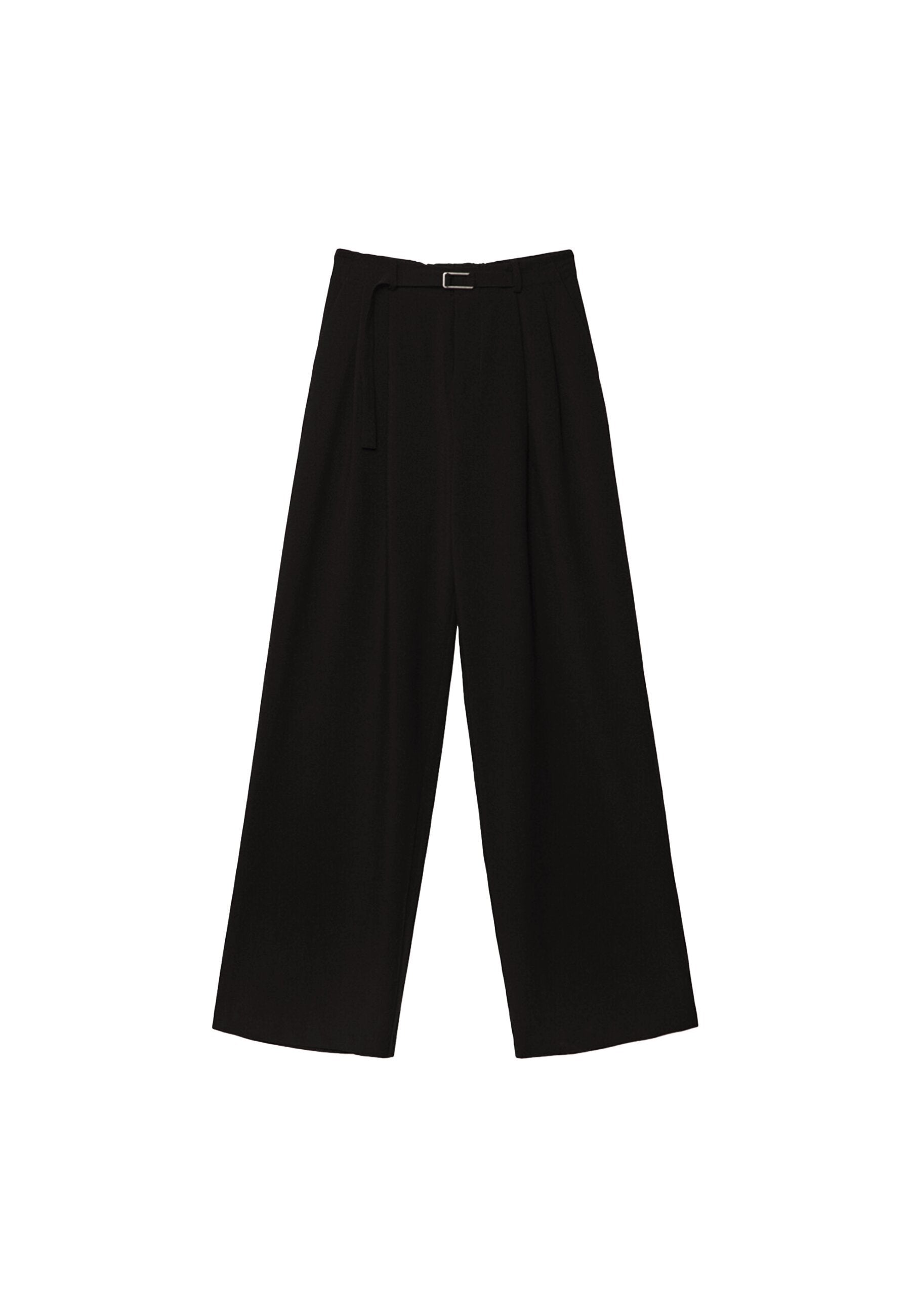 Stradivarius WIDE-LEG WITH BUCKLE DETAIL - Trousers - Black