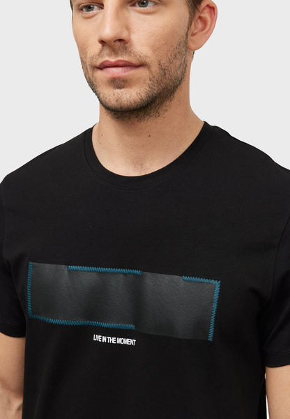  SLIM FIT FIGURED - T-Shirt Print - Black