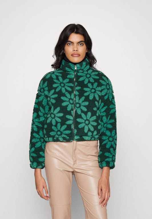 Hollister Co. MOCKNECK SHERPA - Sweatjacke - Green Floral