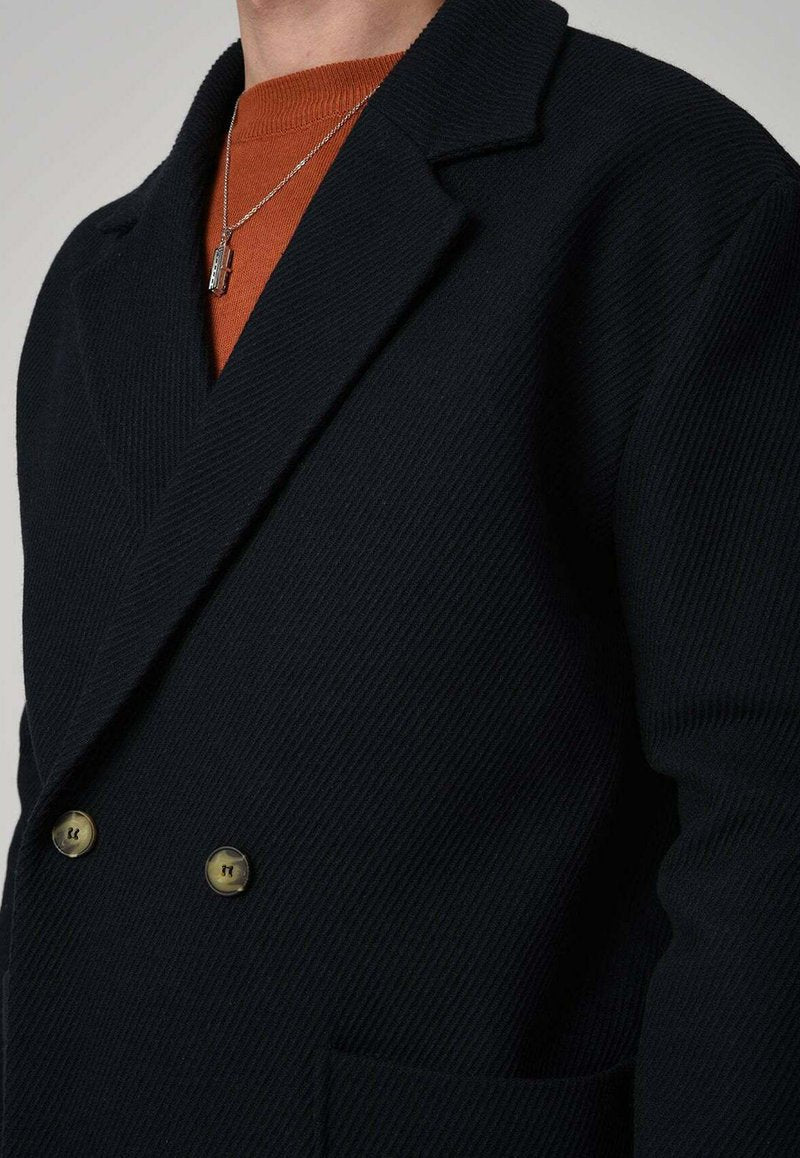  Klassischer Mantel - Navy Blue