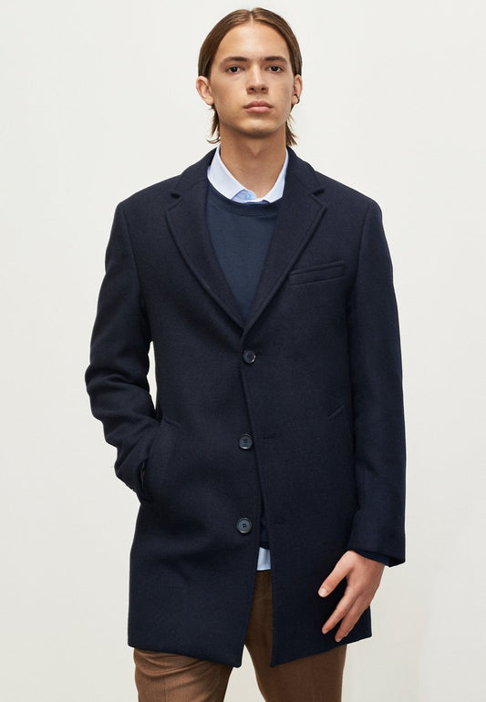  STANDARD FIT PLAIN - Klassischer Mantel - Navy Blue