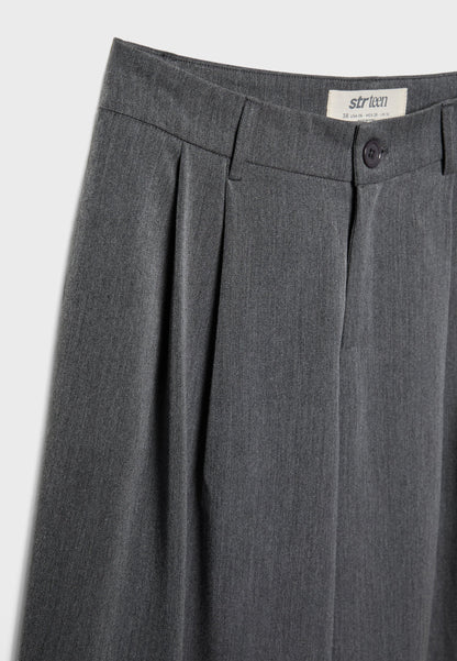 Stradivarius WIDE LEG SMART WITH DARTS - Trousers - Grey