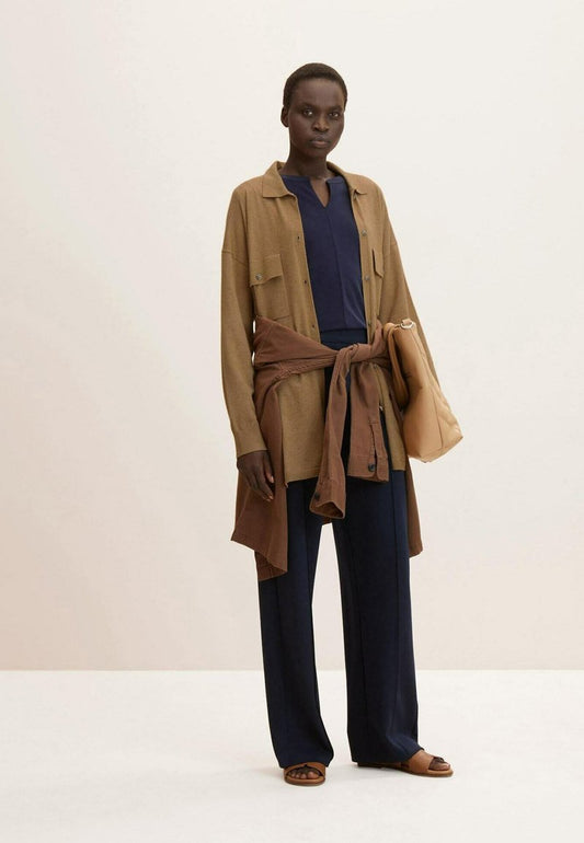 Tom Tailor MIT FALTENLEGUNG - Top - Navy Midnight Blue