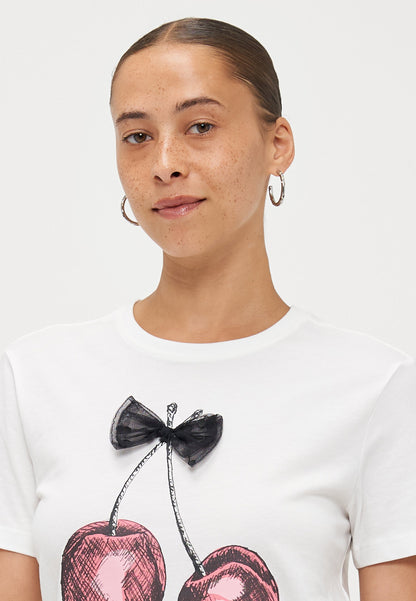 ONLY Petite ONLNITA LIFE BOW - Print T-shirt - Cloud Dancer