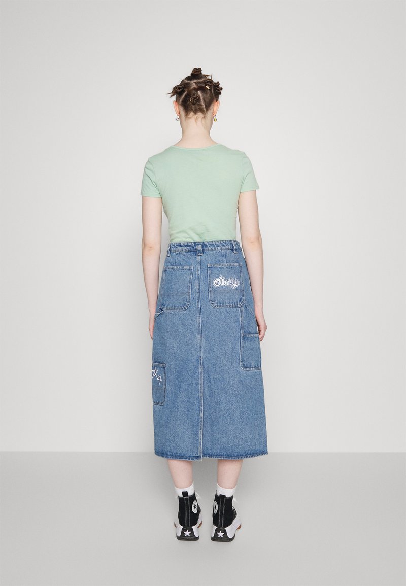 Obey Clothing JUNIPER MIDI SKIRT - A-Linien-Rock - Stonewash Indigo