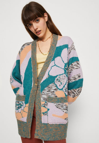 FREE PEOPLE AUGUST CARDI - Strickjacke - Orchid Teal Combo
