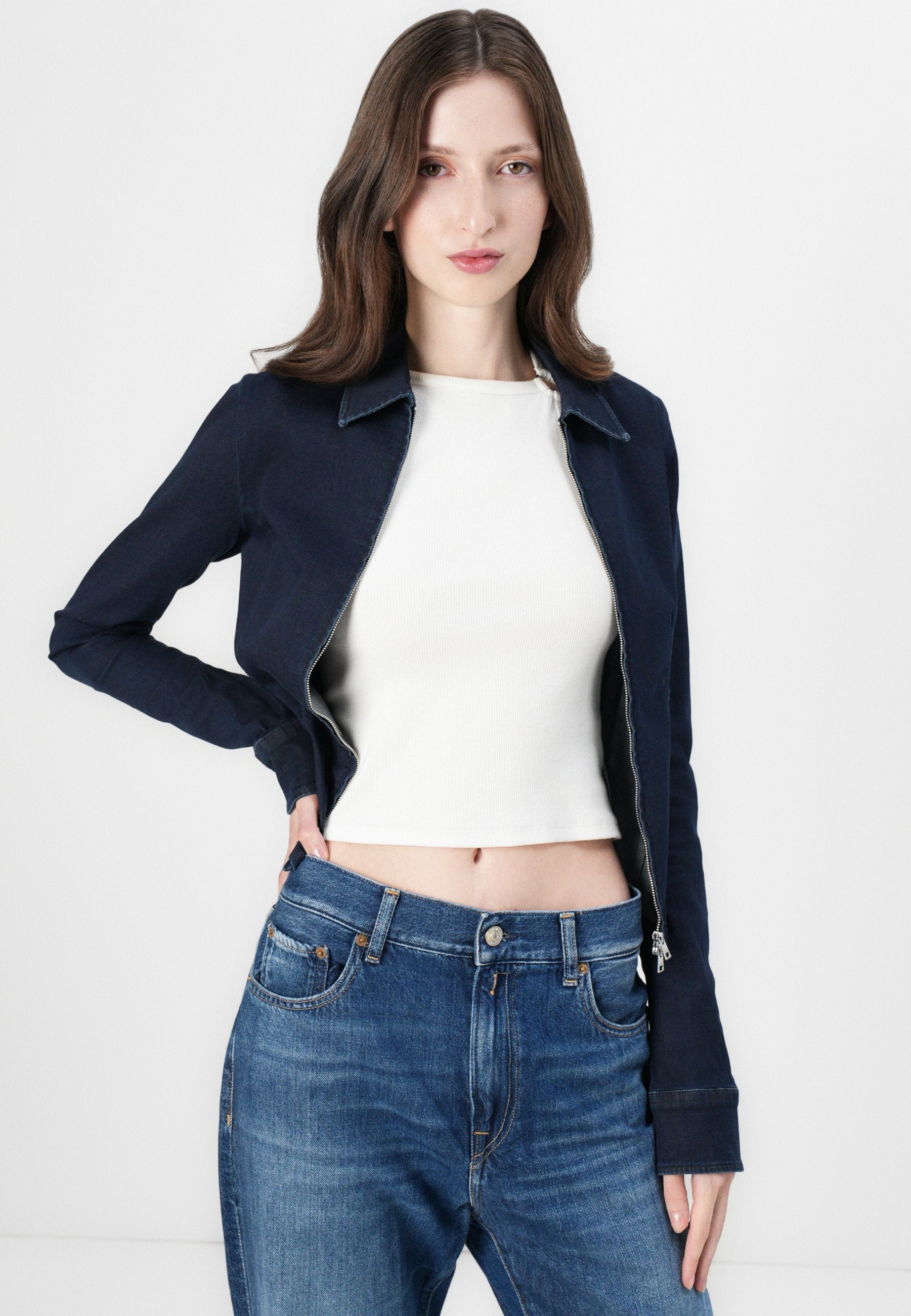 Replay FITTED TOUCH JACKET - Denim Jacket - Dark Blue