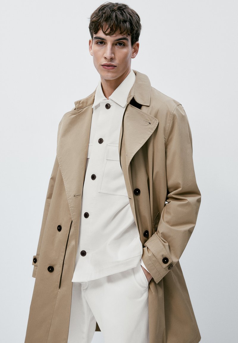 Massimo Dutti DOUBLE-BREASTED - Trenchcoat - Beige