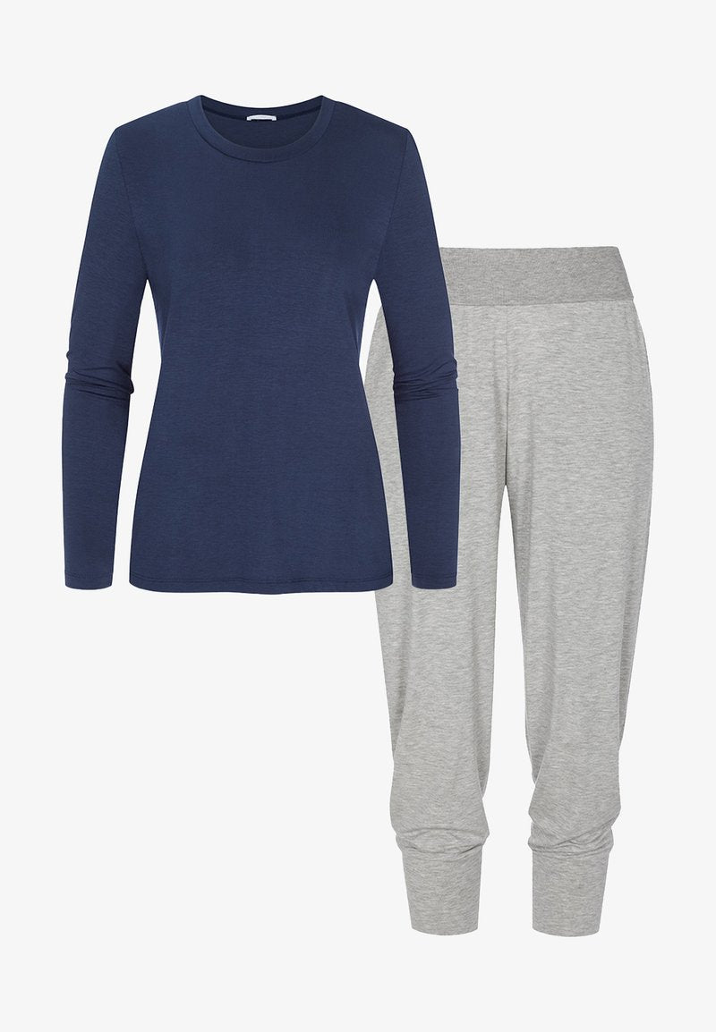 MEY SET - Nachtwäsche Set - Grey Melange True Blue