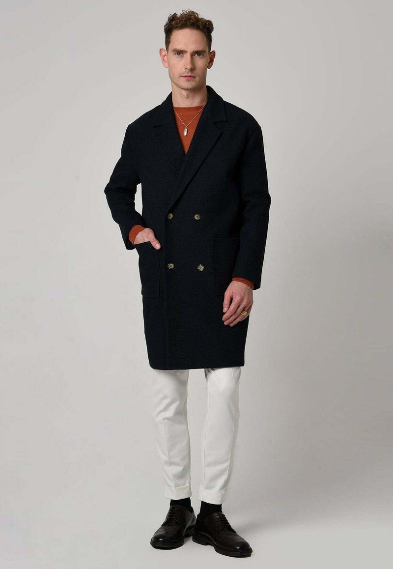  Klassischer Mantel - Navy Blue