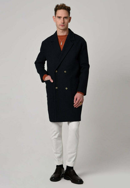  Klassischer Mantel - Navy Blue