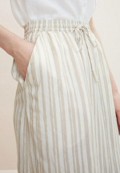 Tom Tailor MIT LEINEN - A-Linien-Rock - Beige Drawn Vertical Stripe