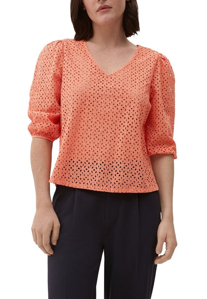S.Oliver AUS BRODERIE ANGLAISE - Bluse - Papaya