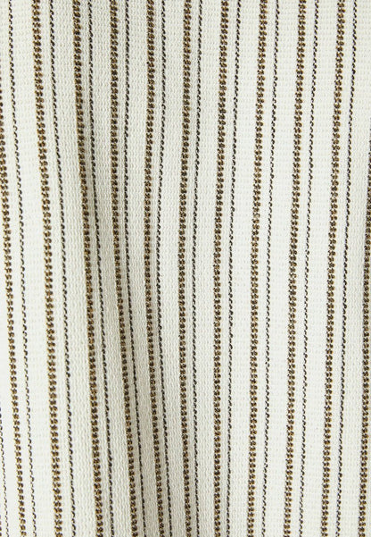BERSHKA STRIPED RUSTIC SHORT SLEEVE - Hemd - Beige