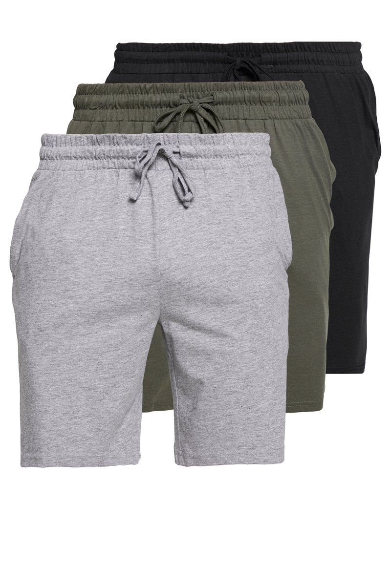 Pier One 3 PACK - Nachtwäsche Hose - Black/mottled Grey