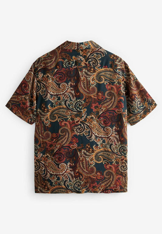 Next SHORT SLEEVE PRINTED - Hemd - Green/rust Brown