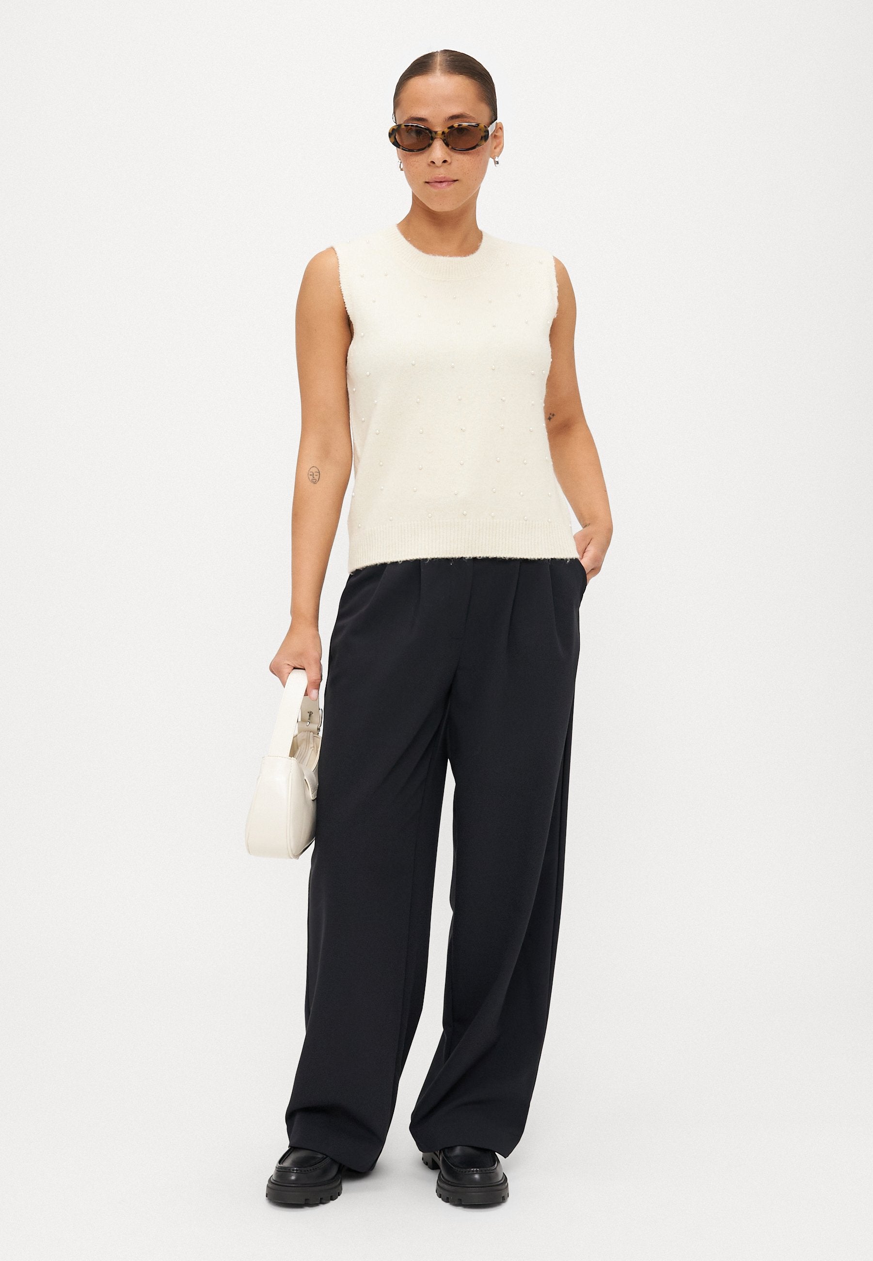 ONLY Petite ONLRENATA O NECK VEST - Jumper - Whitecap Gray/white