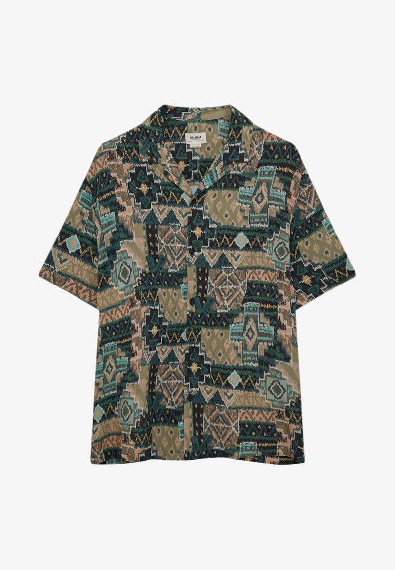 PULL & BEAR PRINTED SHORT SLEEVE - Hemd - Green