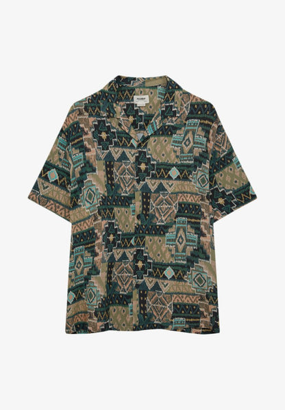 PULL & BEAR PRINTED SHORT SLEEVE - Hemd - Green