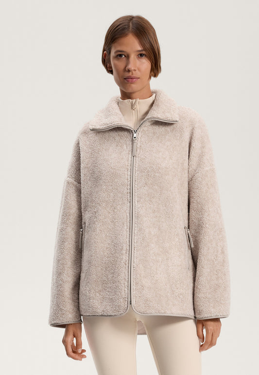 Oysho FAUX-SHEARLING OVERSIZE - Fleece Jacket - Light Grey