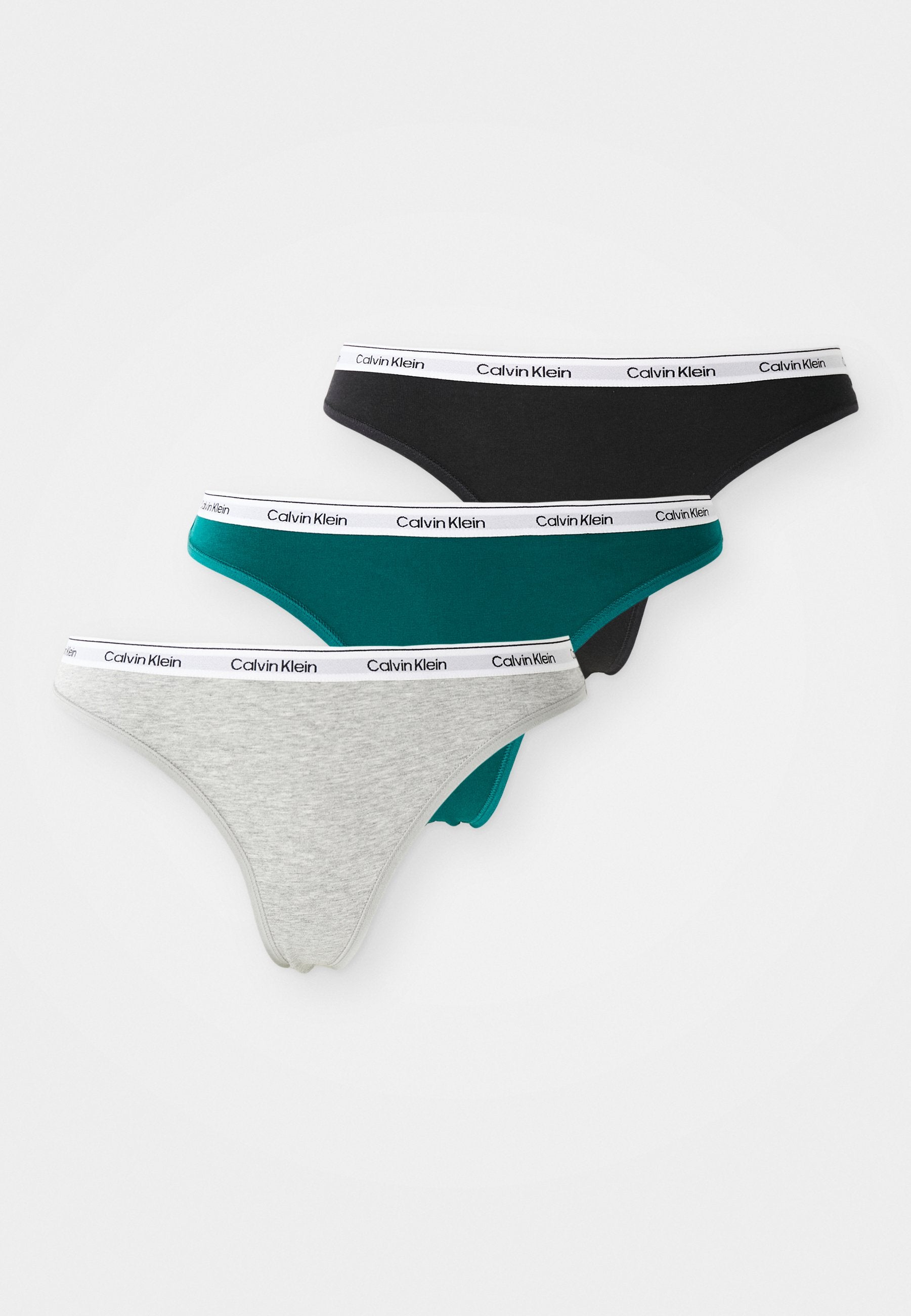 CALVIN KLEIN UNDERWEAR THONG LOGO ICON 3 PACK - Thong - Schwarz/grau